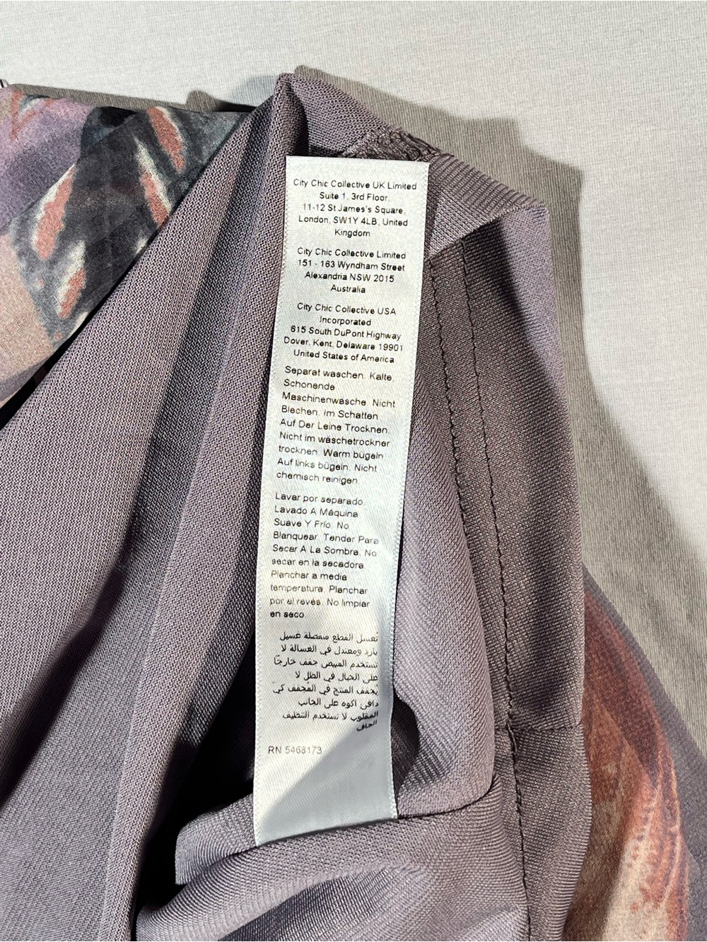 City Chic Flowy Lavender and Coral Leaf-Print Midi Dress -Size 16 - Picture 5 of 8